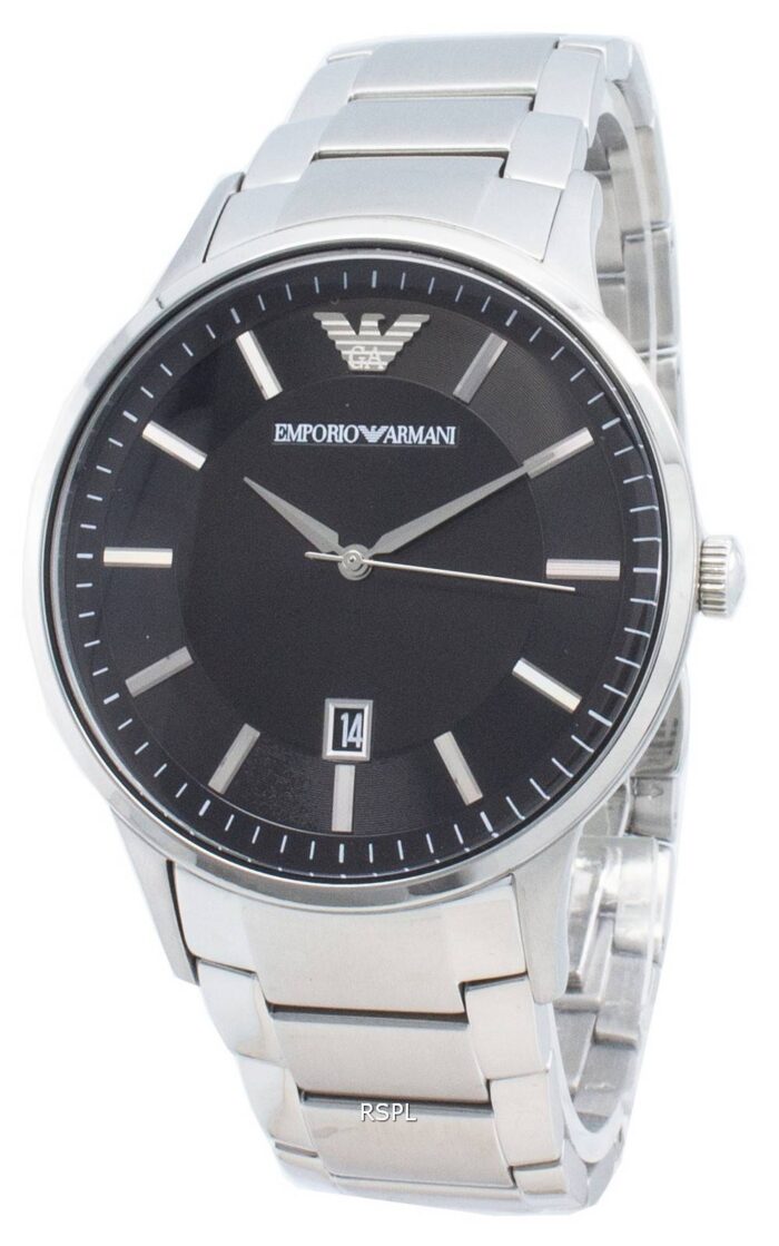 Emporio Armani Renato Quartz Black Dial Silver Steel Strap Watch For Men - AR11181 - Image 3